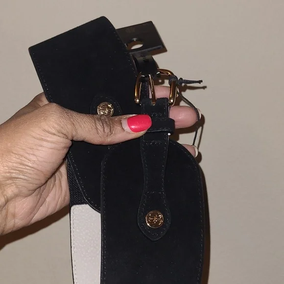 House Of Harlow 1960 Suede/Genuine Leather Black Belt - Size M/L